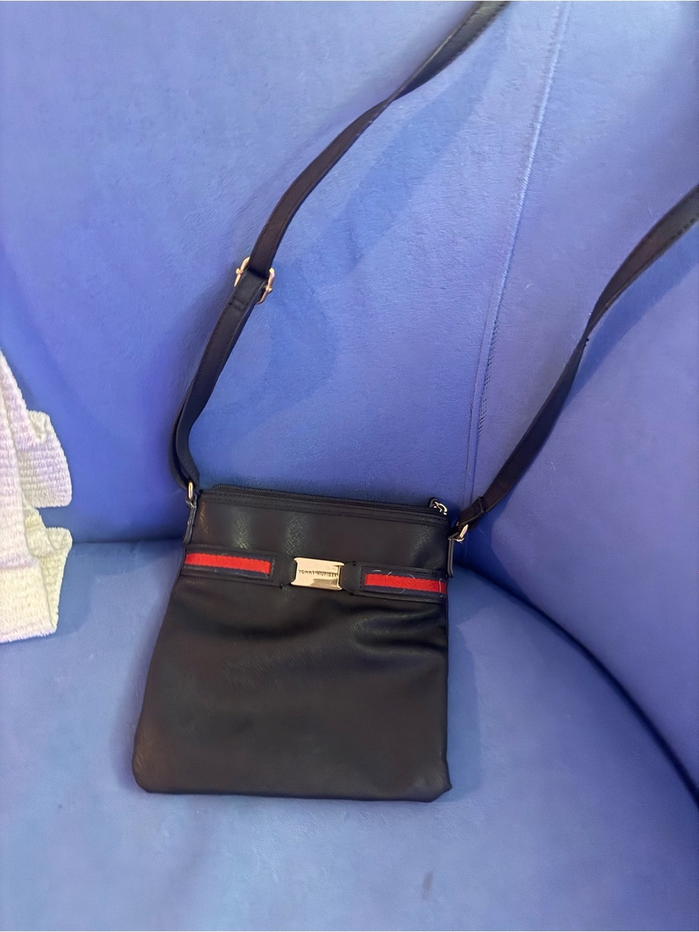 Tommy Hilfiger Black Crossbody Bag with Red Accent